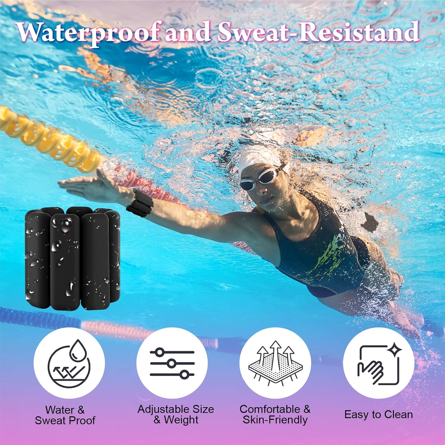 Wrist Weights for Women Set Of 2(1Lb Each),Adjustable Silicone Ankle And Wrist Weights for Women,Comfortable Fit, Strength Training Arm Weights for Walking,Yoga,Pilate,Dance,Gym,Workout,Running - Image 3