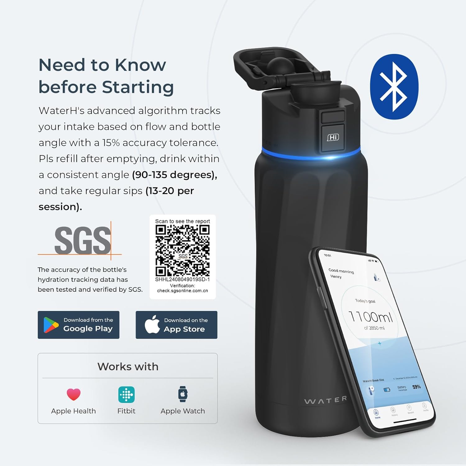 BOOST Smart Water Bottle with Reminder to Drink Water & Water Tracker Bottle - Double Wall Vacuum Insulated Water Bottle Stainless Steel, Wide Mouth 32 oz Water Bottles, Ideal for Gift - Black - Image 6
