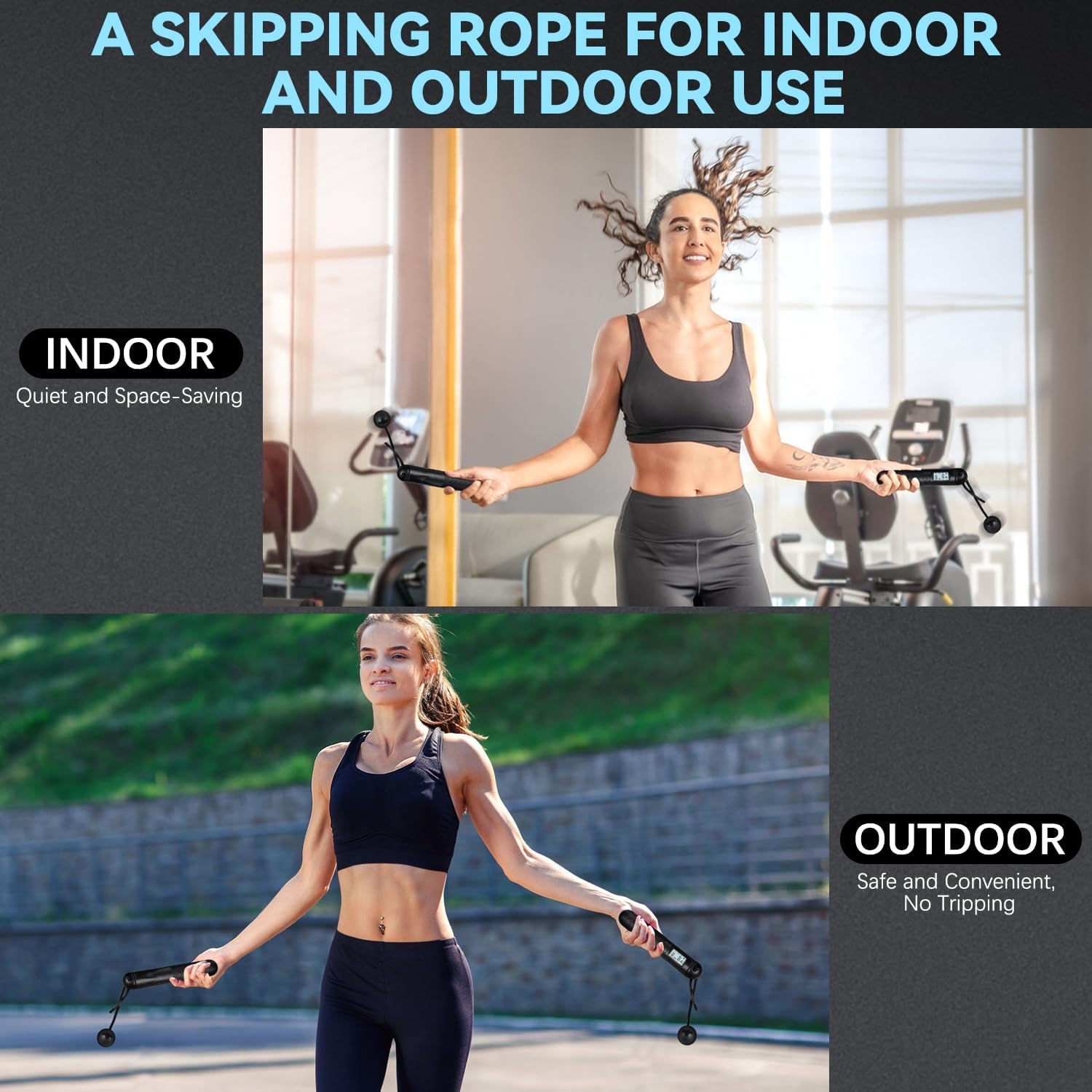 Skipping Rope with Counter, Cordless Jump Rope, Intelligent Timed Weighted Jump Rope, Adjustable Digital Counting Jump Ropes, Cordless Weighted Jump Rope for Lose Weight, Burn Calories - Image 4