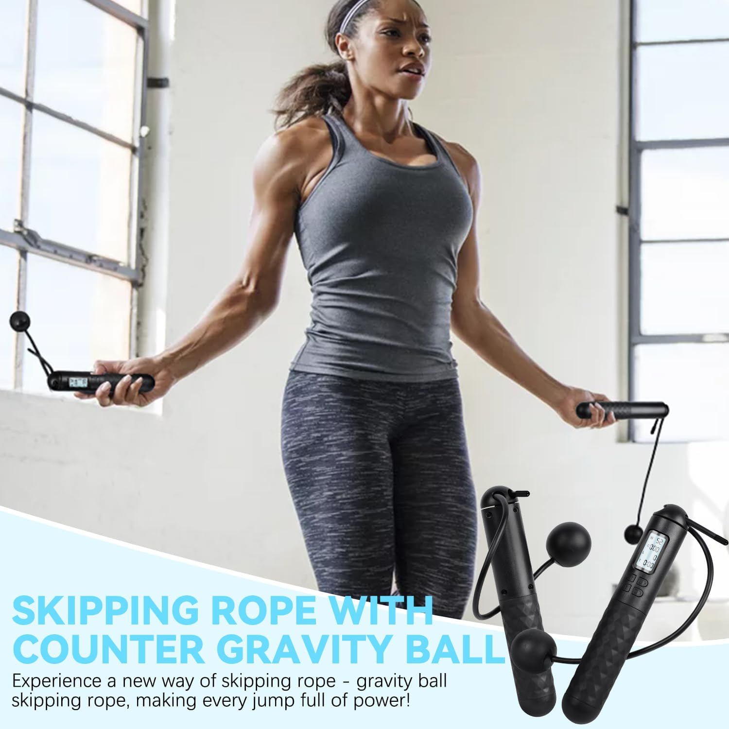 Skipping Rope with Counter, Cordless Jump Rope, Intelligent Timed Weighted Jump Rope, Adjustable Digital Counting Jump Ropes, Cordless Weighted Jump Rope for Lose Weight, Burn Calories - Image 7