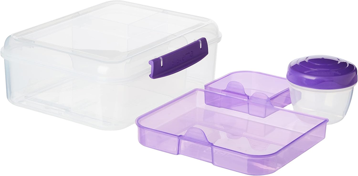 Sistema Bento Box Adult Lunch Box with 2 Compartments, Sandwhich,Salad Dressing Container,Dishwasher Safe,Color May Vary - Image 4