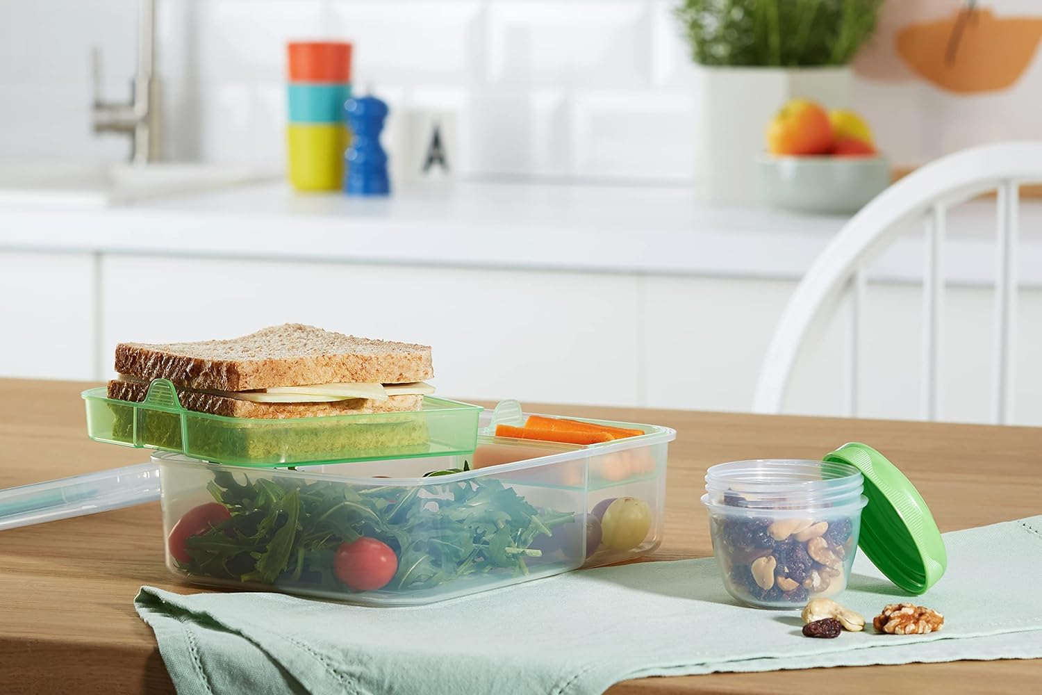 Sistema Bento Box Adult Lunch Box with 2 Compartments, Sandwhich,Salad Dressing Container,Dishwasher Safe,Color May Vary - Image 5