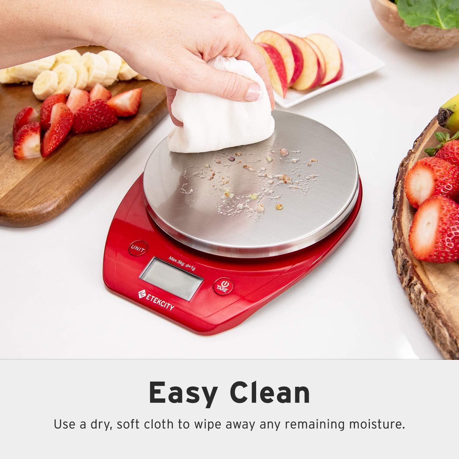 Etekcity Food Kitchen Scale, Digital Weight Grams and Oz for Cooking, Baking, Meal Prep, and Diet, 11lb/5kg, Red - Image 5