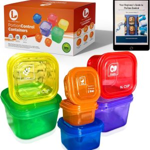 21 Day Portion Control Containers for Weight Loss with electronic Booklet Guide – Set of 7 BPA Free Color-Coded Portion Control Containers ONLY