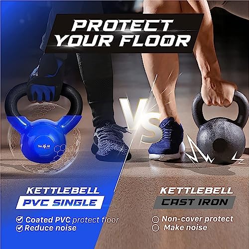 Yes4All 5-65lbs Kettlebells Vinyl Coated Cast Iron for Dumbbell Weights Exercises, Gym, Fitness, Full Body Workout Equipment Push up, Grip and Strength Training - Image 4