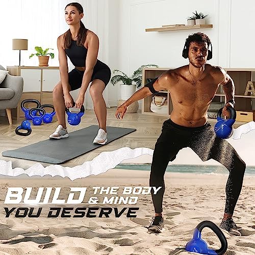 Yes4All 5-65lbs Kettlebells Vinyl Coated Cast Iron for Dumbbell Weights Exercises, Gym, Fitness, Full Body Workout Equipment Push up, Grip and Strength Training - Image 5