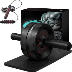 Ab Roller Wheel with Jump Rope – Abs Workout Set for Men & Women | Core Fitness Equipment – Ideal for Core & Abdominal Workouts | Exercise Wheel for Abs | Home Gym Workout Tool.