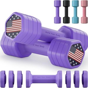 Adjustable Dumbbell Set of 2, 4 in 1 Hand Weights for Women at Home, 5 lb Weights Dumbbells set of 2, Each 2lb 3lb 4lb 5lb with TPU Soft Rubber Handle for Home Gym Exercise Training