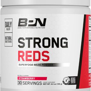 BARE PERFORMANCE NUTRITION, BPN Strong Reds Superfood Powder, Digestive Enzymes, Antioxidants, Improved Natural Energy, 30 Servings, Strawberry