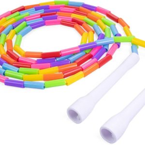 Beaded Kids Exercise Jump Rope – Segmented Skipping Rope for Kids – Durable Shatterproof Outdoor Beads – Light Weight and Tangle Free Exercise Training – Easily Adjustable Kids Jump Rope for Fitness