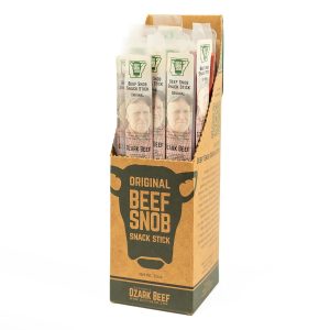 Beef Snob Snack Sticks – Original Flavor – 1 Ounce Snack – 20 Meat Sticks Per Box – High Protein, Sugar Free, Keto Friendly, Gluten Free Jerky Sticks – Stocking Stuffer for Men – Pantry Staple