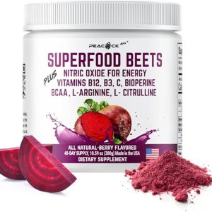Beetroot Powder – Superfood for Blood Pressure Support, Nitric Oxide Booster, Beet Root Extract, BCAA for Heart Health, Green Tea Extract, Berry Flavor (Pack of 1 (10.59 oz))