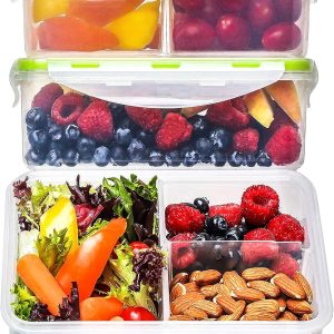Bento Box for Kids Lunch Containers for Adults (3 Pack, 39 oz) – 3 Compartment Meal Prep Containers with Lids – Microwave, Freezer & Dishwasher Safe, Leakproof Reusable Food Prep Containers, Lunch Box