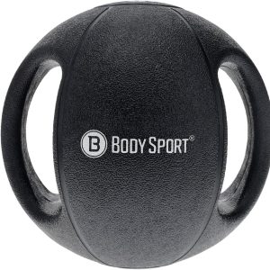 Body Sport Double Grip Medicine Ball, 8 lb. – Strength Training Weighted Exercise Tool – Softer Kettlebell Alternative for Home Fitness & Gyms