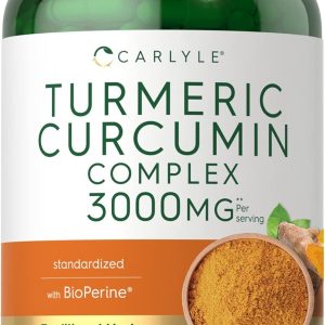 Carlyle Turmeric Curcumin Supplement | 3000mg 180 Capsules | with Black Pepper, Curcuminoids and Bioperine | Non-GMO, Gluten Free