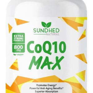 CoQ10 Powerful Antioxidant Supplement – Extra Strong Formula 800mg, 60 Capsules, 1-Month Supply with Coenzyme Q10 Vitamins and Supplements