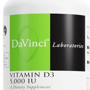 DAVINCI Labs Vitamin D3 5000 IU – Dietary Supplement to Support Healthy Teeth and Bones, Cardiovascular Function, and Immune Health* – with 5000 IU per Serving – Gluten-Free – 120 Capsules