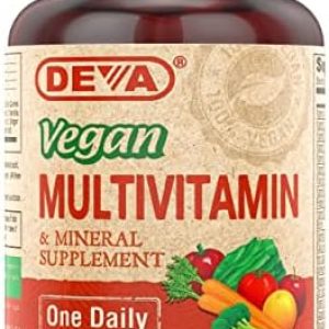 DEVA Vegan Multivitamin and Mineral Supplement – Once-Per-Day Formula with Greens – Vitamins A, C, D, E, B Complex, High-Potency Formulation for Daily Health and Wellness- 90 Coated Tablets, 1-Pack