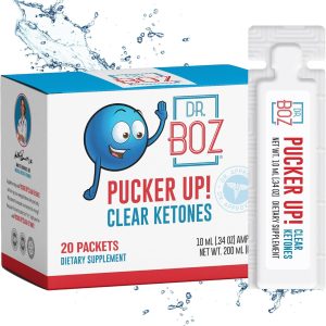 Dr. Boz – Pucker UP! Clear Ketones, 20 Packets – Pure Liquid BHB – Fast Acting Exogenous Ketones – Increase Energy & Clarity – Max Strength – Quality Tested – Made in USA – Keto Diet – 0.34oz (10ml)