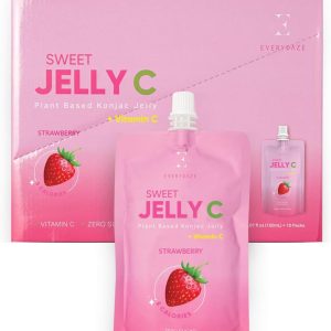EVERYDAZE Sweet Jelly C Konjac Jelly | Strawberry | Vitamin C, Vegan, Gluten Free, Sugar Free, Low Calorie | Healthy Drinkable Fruit Snack | 10 Pack Box Food Drink Pouch