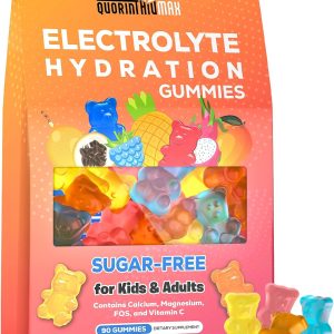 Electrolyte Gummies Sugar Free | Electrolyte Hydration Energy Gummies for Running & Sports – Energy Chews with Calcium & Vitamin C for Kids & Adults, Multiple Mixed Flavors, Gluten-Free, 90 Gummies