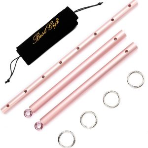 Expandable Spreader Bar Adjustable Home Gyms Indoor Training Fitness Tools Sports Set with Fur Flocking Storage Bag(Pink)