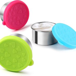 FANGSUN Dressing Containers to Go for Condiments, Salad Dressing, Dips, Snacks, Stainless Steel Dipping Sauce Cups, Fits in Bento Box for Lunch, Mini Food Storage Containers with Lid (Multicolor)