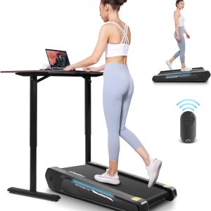 FUNMILY Smallest Walking Pad with Incline, 2 in 1 Under Desk Treadmill for Home Office, Mini Compact Treadmill, 2.5 HP Walking Treadmill 300lbs Weight Capacity, Lighting Design