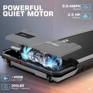 FUNMILY Walking Pad Under Desk Treadmill, 2.5HP Quiet Portable Electric Treadmills for Home 300 lbs Weight Capacity, 3 in 1 Compact Walking Jogging Running Machine with Remote Control and LED Display