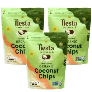 Fiesta Tropicalé Large Coconut Flakes, Organic Unsweetened Coconut Chips, Dried Coconut Shavings With No Added Sugar, Rich in MCT, Keto and Diabetic-Friendly Coconut Topping, 8 Oz, Pack of 3