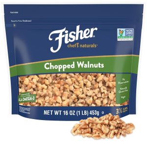 Fisher Chef’s Naturals Chopped Walnuts 1 Lb, 100% California Unsalted Walnuts for Baking & Cooking, Snack Topping, Resealable Bag, Great with Yogurt & Cereal, Vegan Protein, Keto Snack, Chopped Nuts