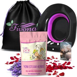 Fivona 3-in-1 Yoni Steam Kit – Foldable Over The Toilet Seat with V Steaming Herbs and Storage Bag – Effective Detox pH Balance Cleansing and Relaxation – at Home V-SPA