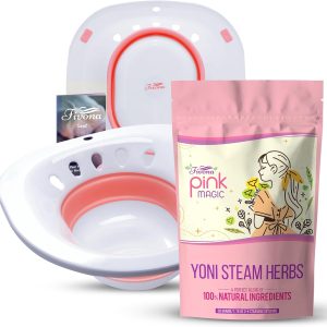 Fivona Yoni Steam Kit 2-in-1 Bundle of Steaming Seat with Pink Premium Herbs Bundle – at Home V-SPA Cleansing Set for Toilet Bowl – Detox and Rejuvenate with All-Natural Herbal Therapy