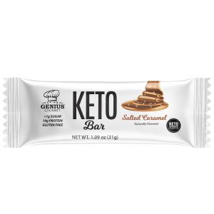 Genius Gourmet Gluten Free Keto Protein Bar, All Natural Keto Snack Bars, Premium MCTs, Low Carb, Low Sugar (Salted Caramel, 24 Count (Pack of 1))