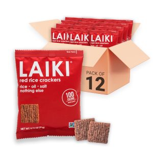 Gluten Free Rice Crackers – Red | Low Sodium Healthy Snack | Vegan SEED-OIL FREE Snack | NON-GMO | GF Snack for Adults | Diabetic Friendly | Gluten Free Variety Pack | Clean & Vegan | Party Snack | Pack of 12