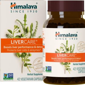 Himalaya LiverCare for Total Liver Support, Cleanse and Detox, Protects Cells & Enzymes, 375 mg, 42 Capsules, 3 Week Supply