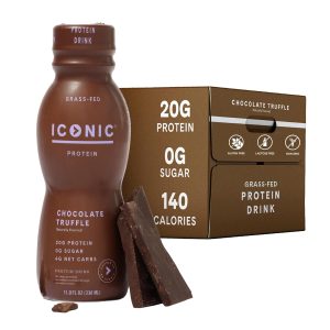 Iconic Protein Drinks, Chocolate Truffle (12 Pack) – Sugar Free & Low Carb – 20g Grass Fed Protein – Lactose Free, Gluten Free, Non-GMO, Kosher – Keto Friendly Protein Shakes