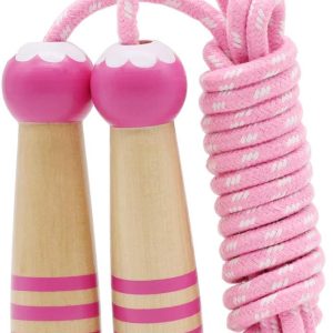Jump Rope Kids, 7ft Adjustable Cotton Skipping Rope with Wooden Handle for Boys and Girls Fitness Outdoor Exercise