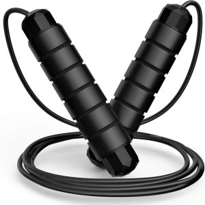 Jump Rope with Viscoelastic Foam Handles, Adjustable Cable, 80g Iron Weights, Tangle-free.