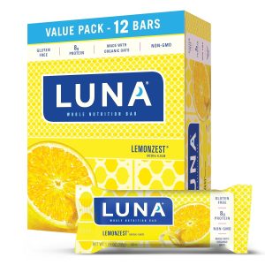 LUNA Bar – LemonZest Flavor – Gluten-Free – Non-GMO – 7-9g Protein – Made with Organic Oats – Low Glycemic – Whole Nutrition Snack Bars – 1.69 oz. (12 Pack)