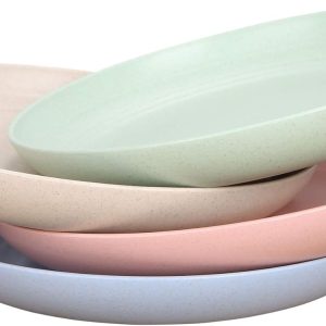 LuckyZone 7.8 Inches Unbreakable Wheat Straw Plates – Reusable Plate Set – Dishwasher & Microwave Safe – Perfect for Dinner Dishes – Healthy, BPA Free & Eco-Friendly (7.8 Inches)