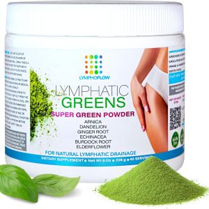Lymphatic Greens: Superfood Powder Supplement, Vegan Greens Powder Supports Lymphatic System Health, Post Surgery Recovery for Liposuction, BBL & Lipedema, Body Detox, 8 OZ