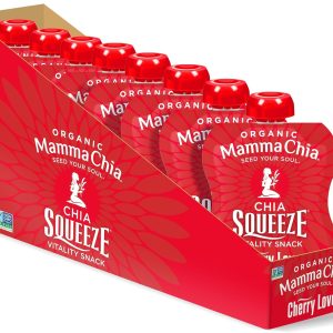 Mamma Chia Organic Vitality Squeeze Snack, Cherry Love, 16- 3.5 Ounce Chia Vitality Snack, USDA Organic, Non-GMO, Vegan, Gluten Free, and Kosher (Pack of 16)