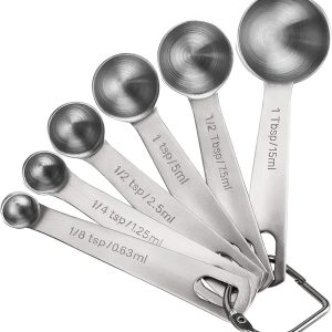 Measuring Spoons, Premium Heavy Duty 18/8 Stainless Steel Measuring Spoons Cups Set, Small Tablespoon with Metric and US Measurements, Set of 6 for Measuring Dry and Liquid Ingredients