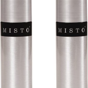 Misto Aluminum Oil Sprayer, Set of 2, Versatile Refillable Aerosol Sprayers for Olive Oil, Vinegar, Lemon Juice, Dressings, and More, Ideal for Cooking, BBQ, and Air Fryers