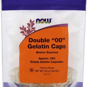 NOW Foods Supplements, Empty Gelatin Capsules, Double “00”, Bovine Sourced, Filled by Weight, 250 Gel Capsules