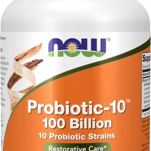 NOW Foods Supplements, Probiotic-10™, 100 Billion, with 10 Probiotic Strains,Dairy, Soy and Gluten Free, Strain Verified, 60 Veg Capsules