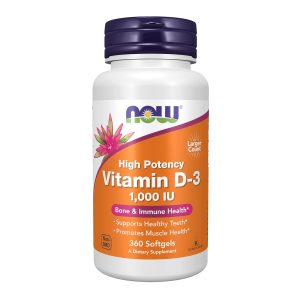NOW Foods Supplements, Vitamin D-3 1,000 IU, High Potency, Structural Support*, 360 Softgels