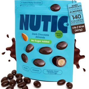 Nutic Sugar-Free Dark Chocolate Almonds – 2 Lb. Keto-Friendly, No Sugar, Gluten-Free, Health-Conscious Individuals & Low Carb Diets. Ideal for Gifting, Made in USA – (Pack of 1)