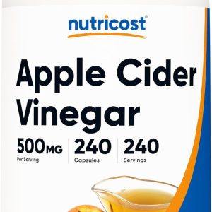 Nutricost Apple Cider Vinegar Capsules 500mg, 240 Vegetarian Capsules – Natural, Vegetarian, GMP, Non-GMO and Gluten Free